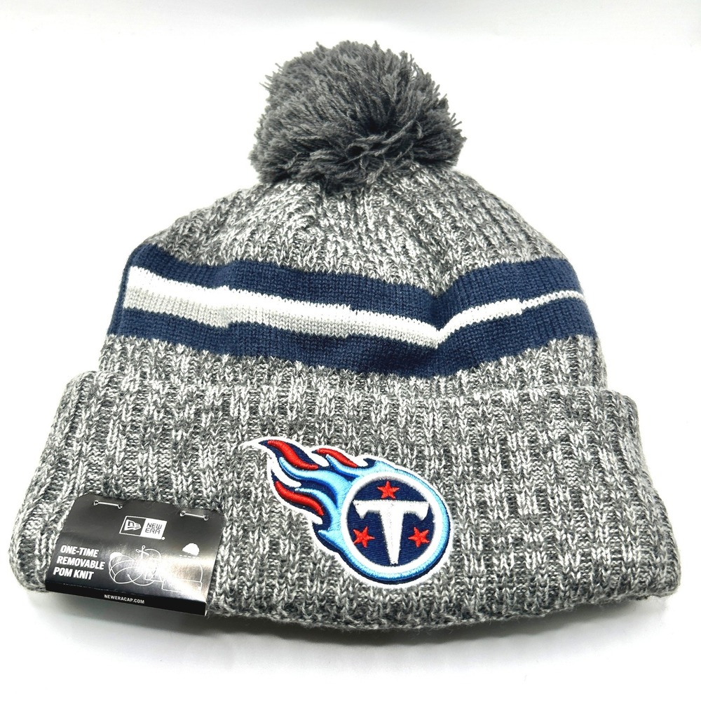 Tennessee Titans New Era Knit Hat OS Grey Pom Beanie NFL Football Sport Fan Gift